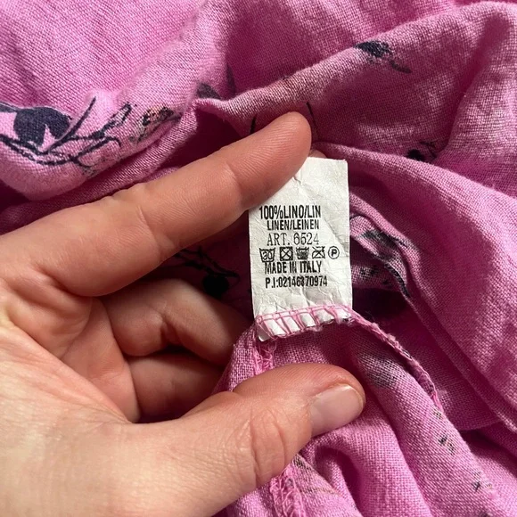 Italian Linen Asymmetrical Hem Maxi Skirt Floral Pink Women's Skirt - Picture 12 of 12